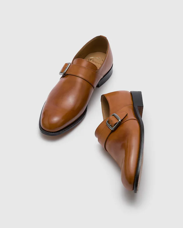 Westbury Monk Strap de Couro de Vitela Claro