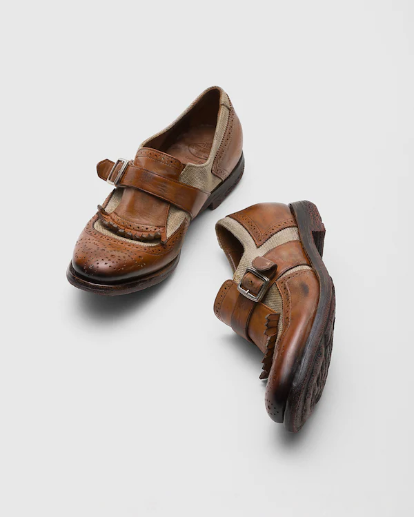 Cintos Shanghai W 150 Anos Monk em couro de bezerro e tecido