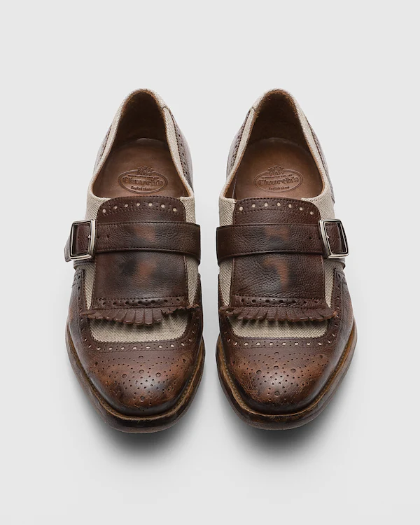 Shanghai W Loafer com Fivela em Tecido Vintage e Linho