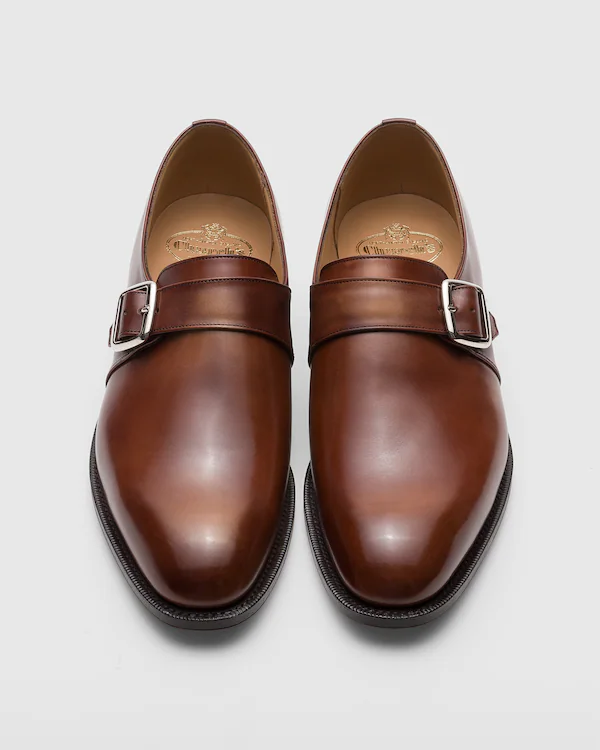 Westbury Monk Strap de Couro de Vitela Clareado