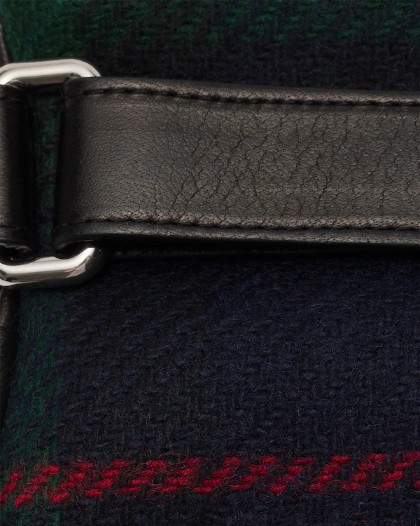 Luvas Masculinas de Nappa e Lã com Estampa Tartan