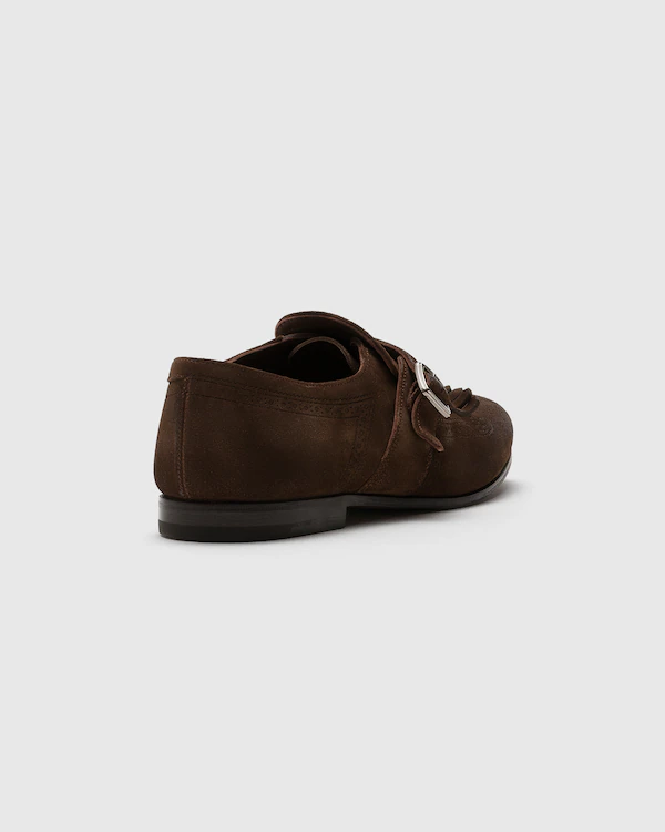 Shanghai Laser Antiqued Suede Monk Strap