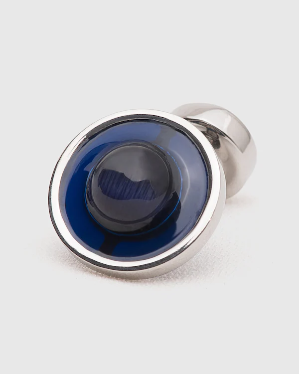 Gravatas de Botão de Punho com Pedra Flutuante e Revestimento de Ródio em Forma Oval